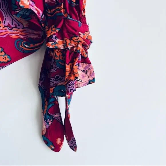 Anthropologie Maeve Darla Buttondown Shirt Vibrant Trees and Birds Size 8 - Picture 7 of 12